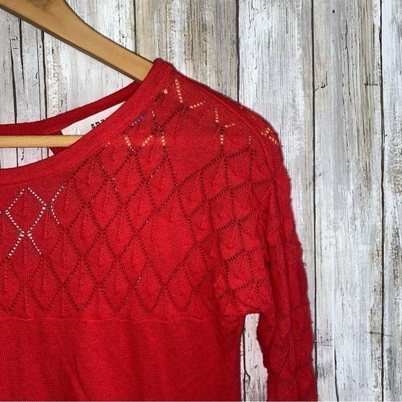 Anthropologie Sparrow Red Open Top Sweater - Picture 2 of 5